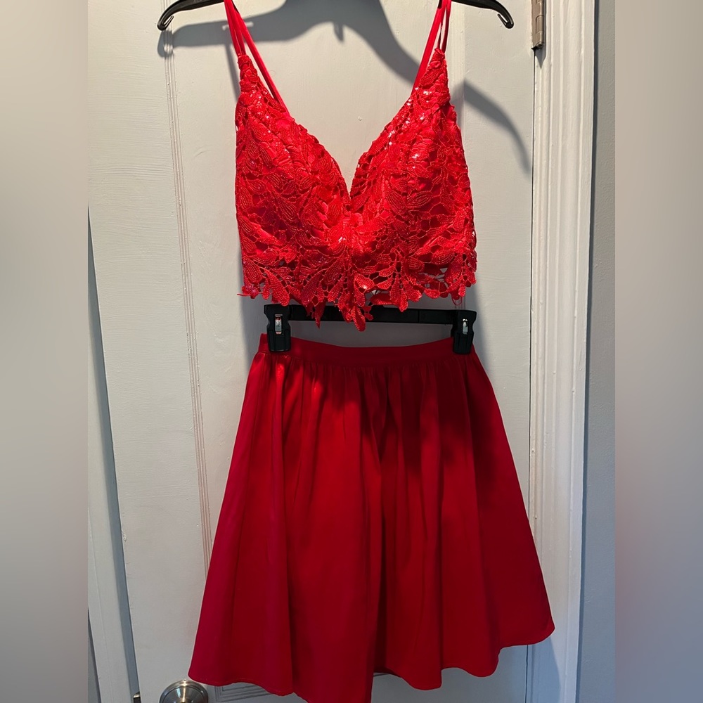 Sparkly Red skirt set